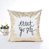 Gold Foil Printing Pillow Case Sofa Waist Throw Cushion Cover Home Decor