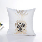 Gold Foil Printing Pillow Case Sofa Waist Throw Cushion Cover Home Decor