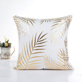Gold Foil Printing Pillow Case Sofa Waist Throw Cushion Cover Home Decor