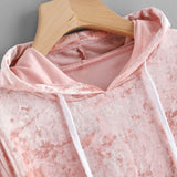 Womens Long Sleeve Hoodie Sweatshirt Jumper Hooded Pullover Tops Velvet Blouse