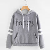 Womens Letters Applique Long Sleeve Hoodie Sweatshirt Pullover Tops Blouse