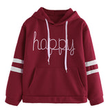 Womens Letters Applique Long Sleeve Hoodie Sweatshirt Pullover Tops Blouse