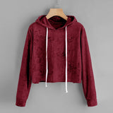 Womens Long Sleeve Hoodie Sweatshirt Jumper Hooded Pullover Tops Velvet Blouse