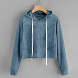 Womens Long Sleeve Hoodie Sweatshirt Jumper Hooded Pullover Tops Velvet Blouse
