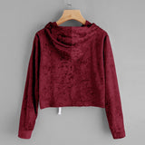 Womens Long Sleeve Hoodie Sweatshirt Jumper Hooded Pullover Tops Velvet Blouse