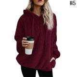 Women Winter Warm Plush Hooded Hoodies Plus Size Loose Casual Solid Color Jacket Pullovers
