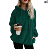 Women Winter Warm Plush Hooded Hoodies Plus Size Loose Casual Solid Color Jacket Pullovers