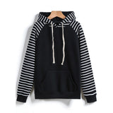 Women Striped Hooded Long Sleeve Casual Print Hoodie Sweatshirt Pullover