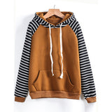 Women Striped Hooded Long Sleeve Casual Print Hoodie Sweatshirt Pullover